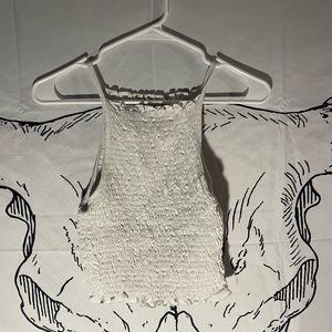 White halter crop top